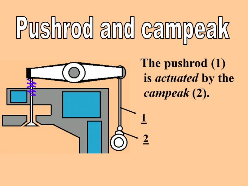 Pushrod and campeak   The pushrod (1)    is actuated by